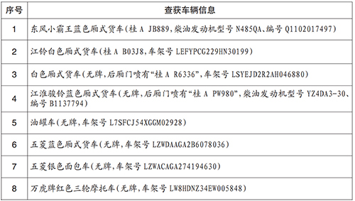 查获车辆信息